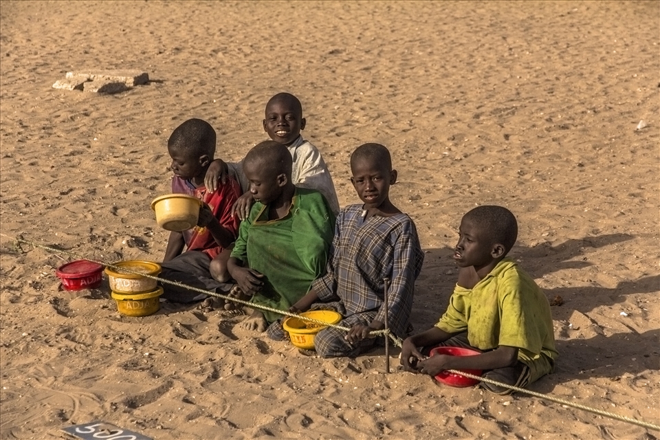 child beggars at rest in Serrekunda, The Gambia