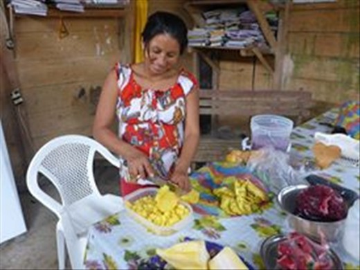 Zeneida (host aunt) preparing the ingredients.