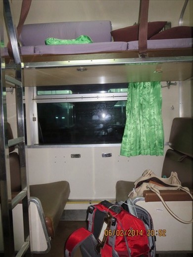 Overnight train-my bed's on top but not made up yet