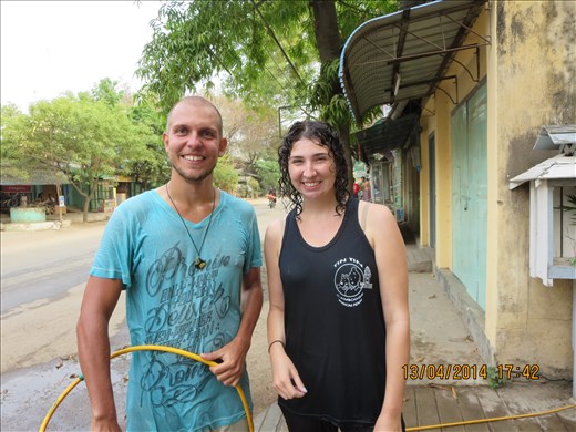 The hostel owner made sure we were good and soaked