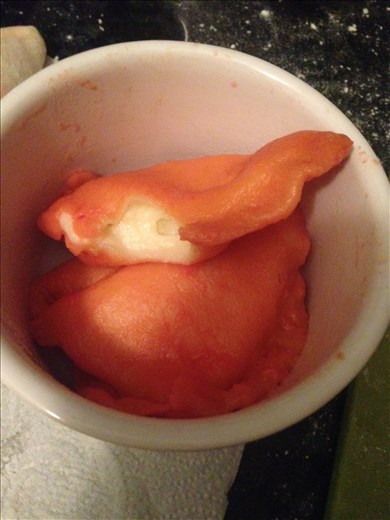 My failed attempt at dying them red with beet juice for Valentine's...