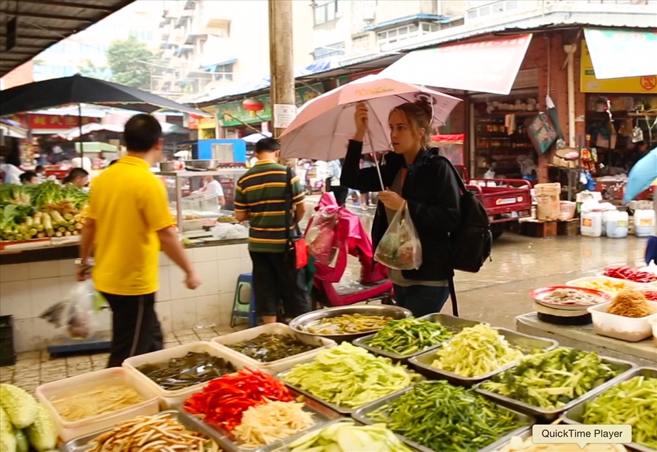 Krista wandering the spice markets in Chengdu, the capitol Sichuan Province