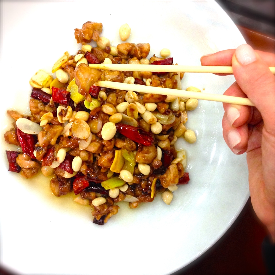 Kung Pao chicken made in Sichuan, not nearly as greasy as your take-out staple