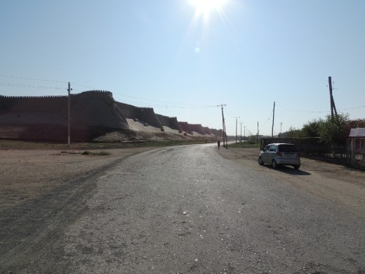 Khiva old city walls on arrival