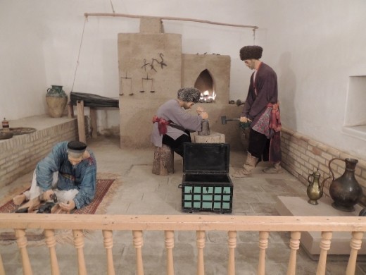 ruler's residence model of mint; only 5 people were allowed in: the ruler, the vizier, and the three beardless craftsmen.  They had to shave so they wouldn't be accused of stealing the gold dust.