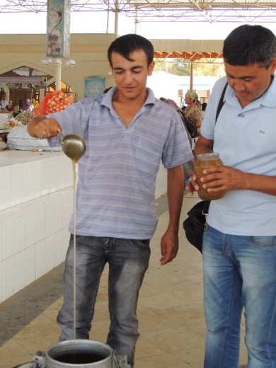 Honey seller in the bazaar