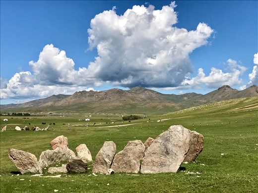 close up deerstones at Turkic gravesite