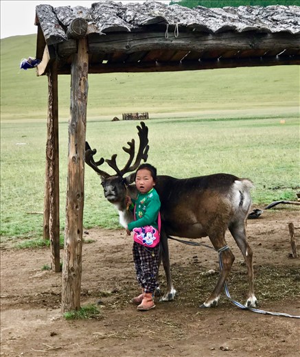 little reindeer girl with friend