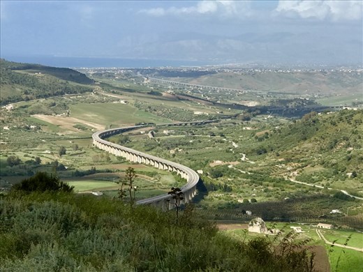 view toward Trapani from theater in Segesta