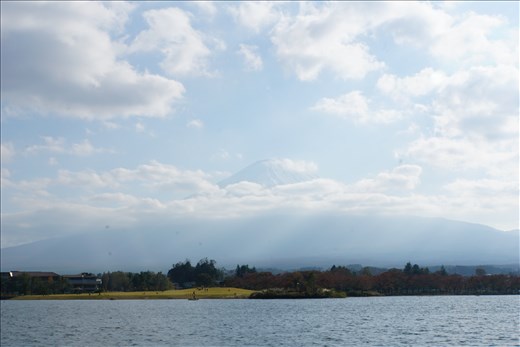 Mt. Fuji in clouds from the lake