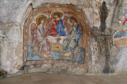 fresco on the outside of Ostrog Monastery