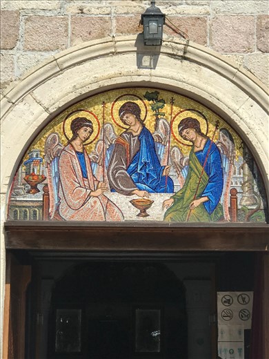 Mosaic on 12th C Church of St. John, Budva