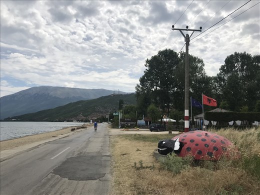 painted wartime dugout - by beach outside Pogradec