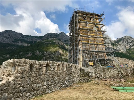restoring a tower at Kruja Fortress