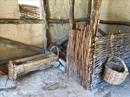 inside reconstructed stilt house, Museum on the Water, Lake Ohrid