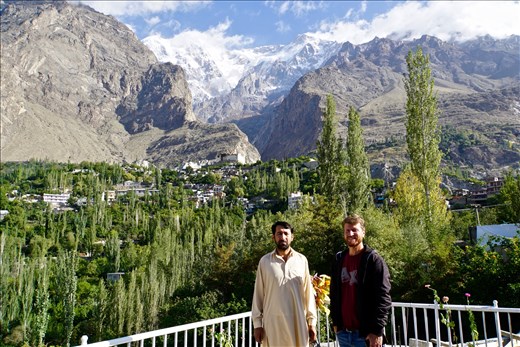 Iqbal and Amyn on the Terrace of the Mountain Inn, Karimabad