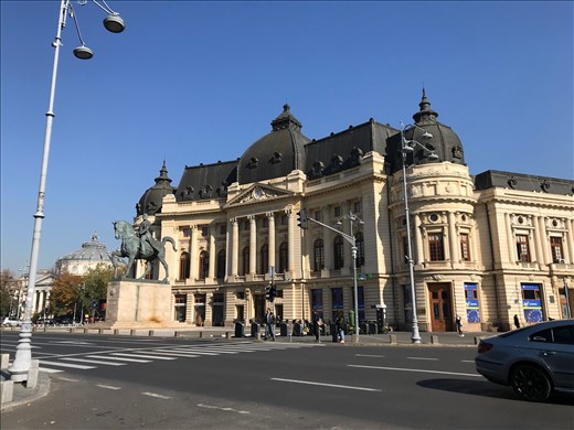 University building & statue of Carol I