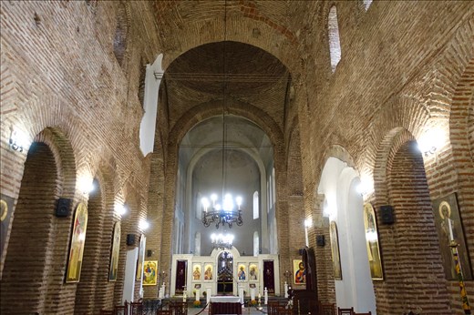 inside St. Sophia - notice the partial plaster that would have entirely covered the bricks