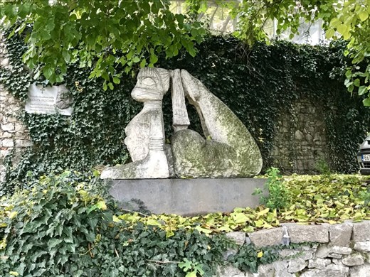 Sculpture in garden by Old Church