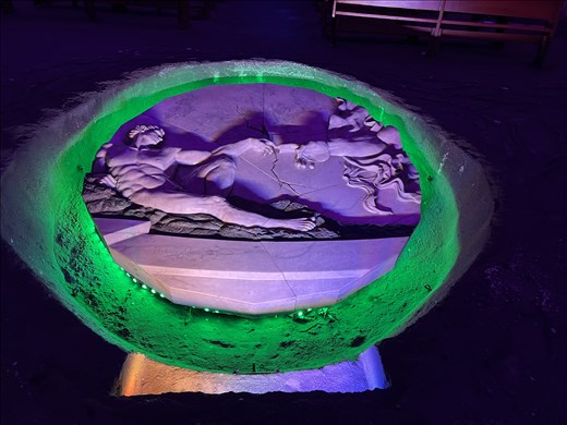 Marble Adaption of Michelangelo's work - notice that God is not present and there is a crack between the divine and man although they are touching