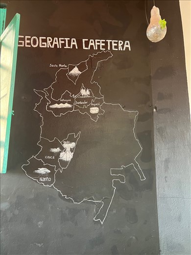 Map of Coffee districts in excellent coffee shop by Bolivar Square