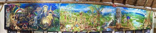 Mural of genesis and development of San Augustín culture people in Obando Museum