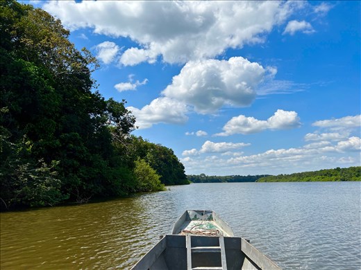 metal canoe on the laguna