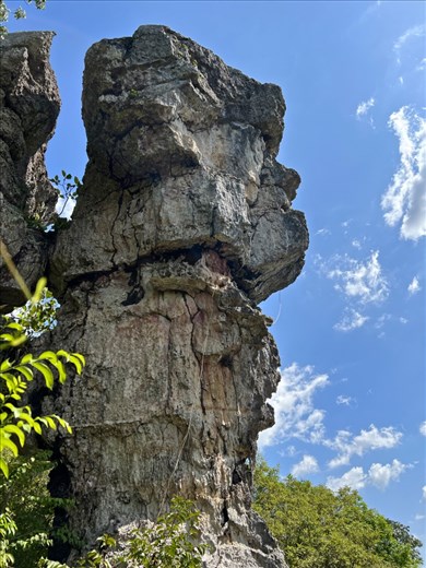 totem face in rock near Puenta de Orion