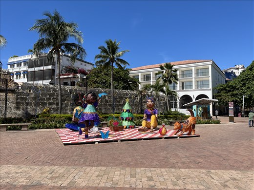 Christmas decorations outside the main entrance wall