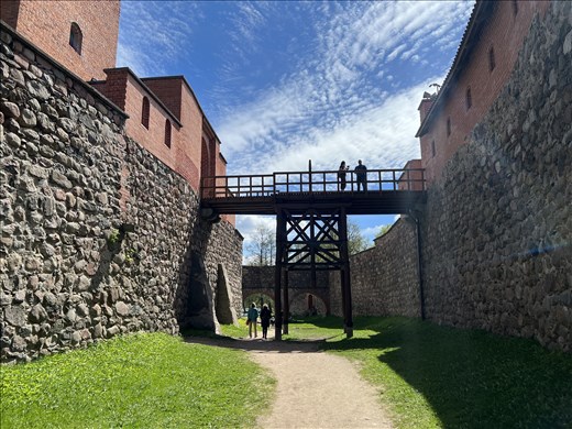 walking in the moat around Trakai Island Castle fortress