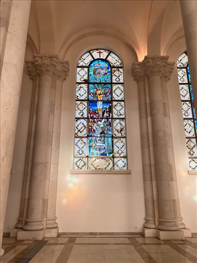 stained glass in St. Mother Teresa Cathedral