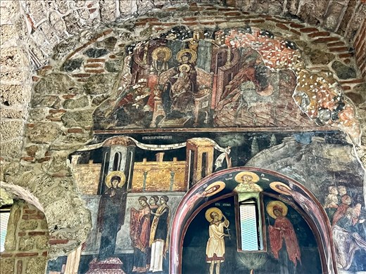 Frescoes near the entrance, Church of the Holy Virgin Mother, Gračanica
