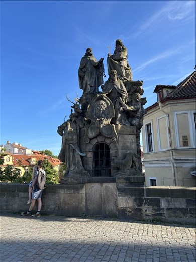One of the many statues on Charles Bridge