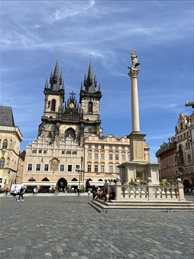 Spire in front of Our Lady of Tyn