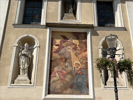 Painting on the side of St. Nicholas Cathedral - only open for mass