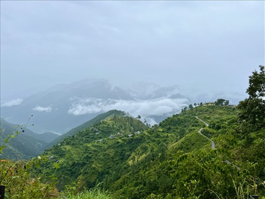 view from the road between Ranikhet and Corbett in the rain