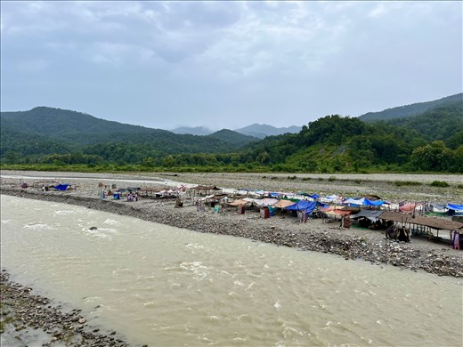 Kosi River with island tents