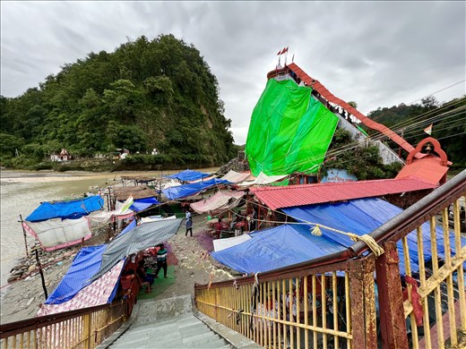 stairs leading down to temple grounds