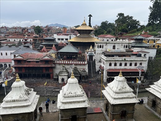 Pashupatinath Temple and Cremation Grounds, the Hospice is the white building on the right side of the image