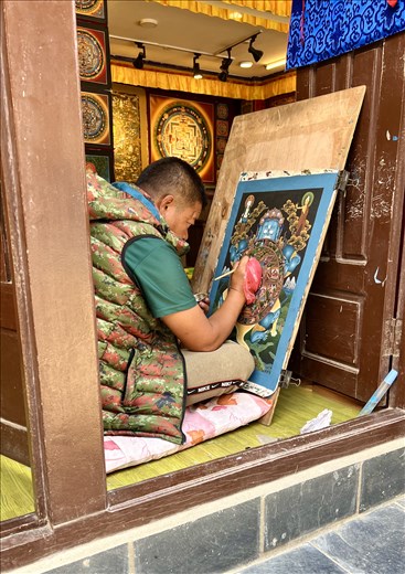 Thangka master at work, Patan
