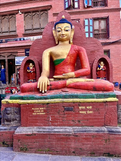 Buddha, repainted since I'd been here, at Swayambhunath Temple