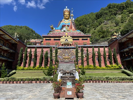 new statue of Guru Rinpoche and monastery (it was being constructed when I was last here in 2013)