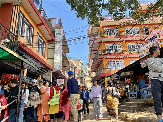 Line to get into the temple