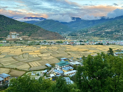 view of Paro Valley from the hotel room