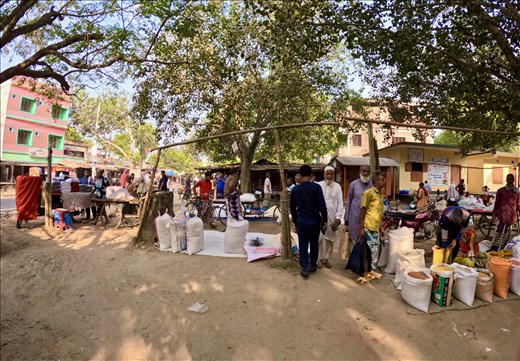 rice for sale at farmer's market - street scene