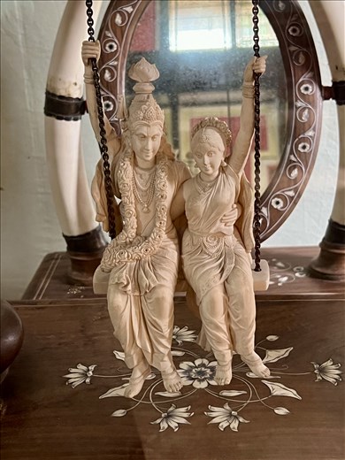 westernized ivory 18th C Shiva and Parvati on a swing, Napier Museum 