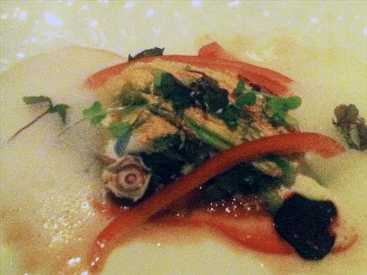 Bad photo representation of the squash blossom entree. Sorry...