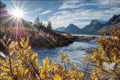 Bow Lake - Banff, Alberta, Canada. As the sun rises, it beams down and ignites all the colours of the Fall season.: by l_bonk, Views[494]