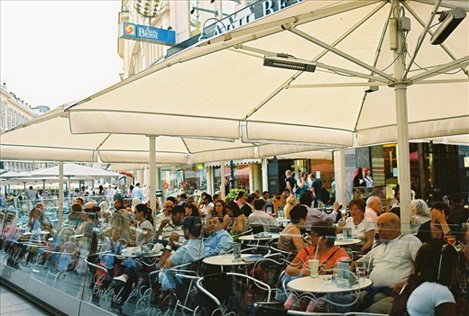 Cafe in Vienna. It was my last hour in Vienna and the last hour of the city before the sunset.