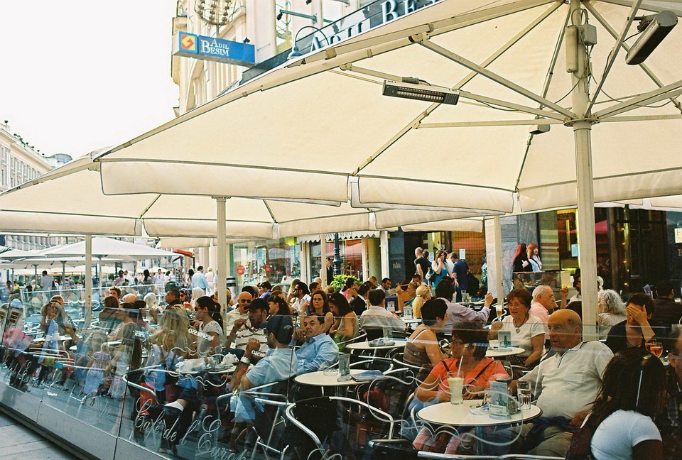 Cafe in Vienna. It was my last hour in Vienna and the last hour of the city before the sunset.